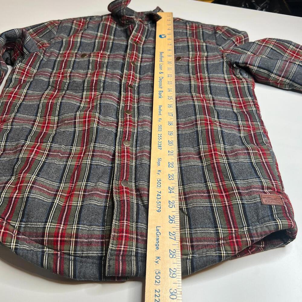 L.L.Bean Men’s Slightly Fitted Sherpa-Lined Flannel Shirt Jacket Plaid Red/Gray - Picture 4 of 9